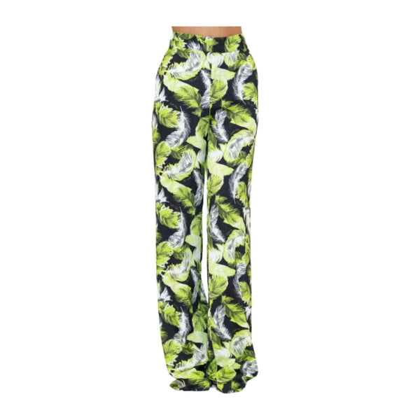 Gaelle Pantaloni Pantalone Donna stampa floreale Verde nero - Francavilla Moda